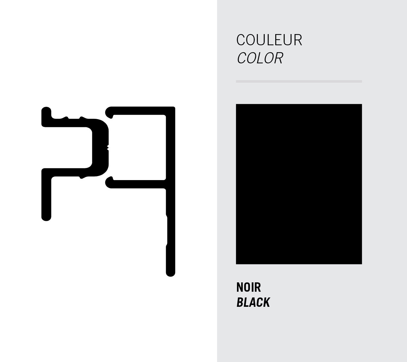 Image Moulure Light Trim en J universelle 5/16'' Clip (2mcx) pour panneau - Noir