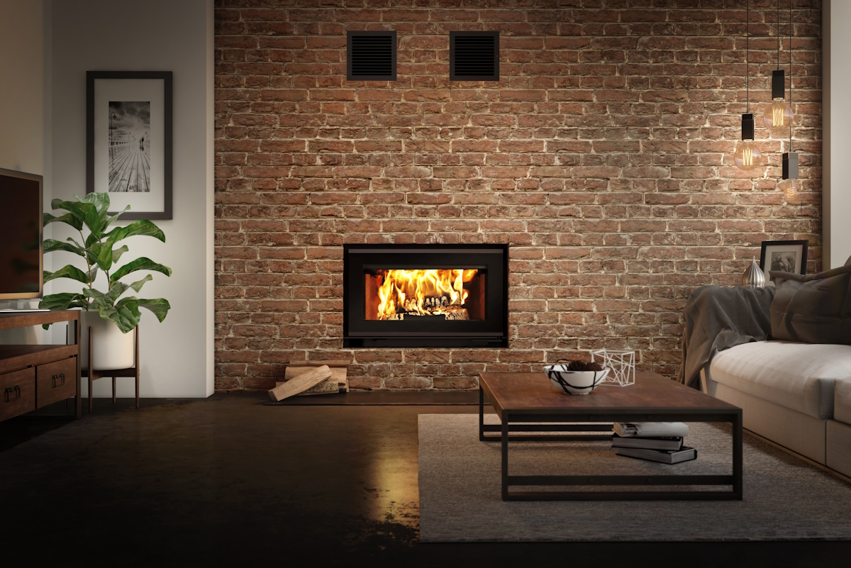 Image Valcourt Mundo II FP12R wood fireplace with single door                                                                                               